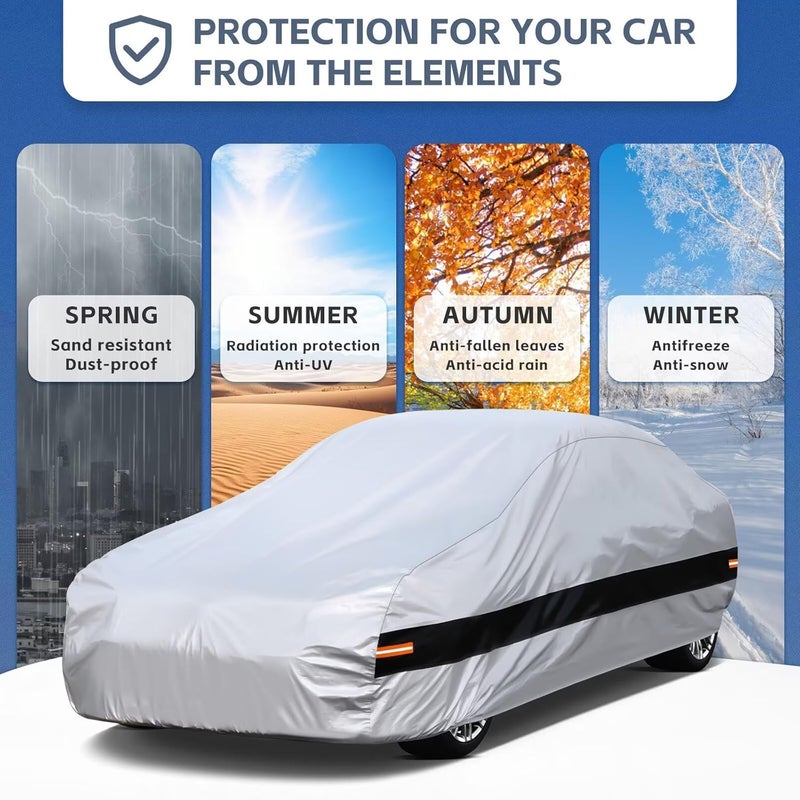 Holthly 10 Layers Car Cover Custom Fit for BMW Z4 E85, E89, G29 (2009-2025), Waterproof All Weather for Automobiles, Outdoor Full Cover Sun Dust Rain Protection with Cotton. Silver - Image 5
